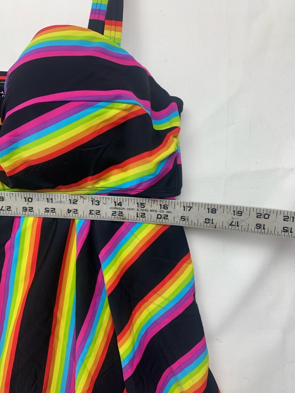 Torrid size 2 swim top bathing suit Rainbow Stripe One Piece Swimsuit Black - Picture 6 of 9
